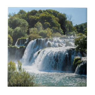 Waterfall in Krka National Park - Dalmatia,Croatia Ceramic Tile