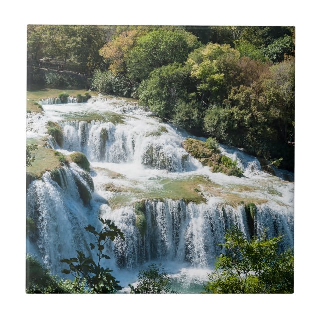 Waterfall in Krka National Park - Dalmatia,Croatia Ceramic Tile (Front)