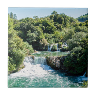 Waterfall in Krka National Park - Dalmatia,Croatia Ceramic Tile