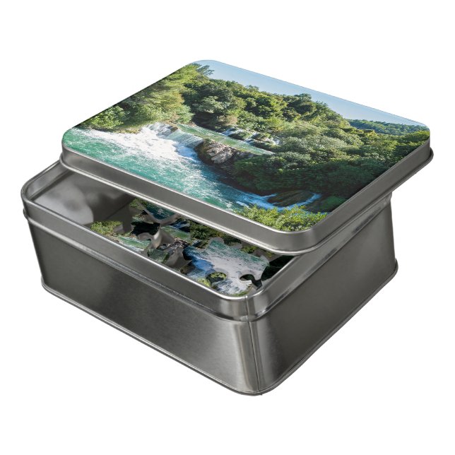 Waterfall in Krka National Park - Dalmatia,Croatia Jigsaw Puzzle (Lid Open)