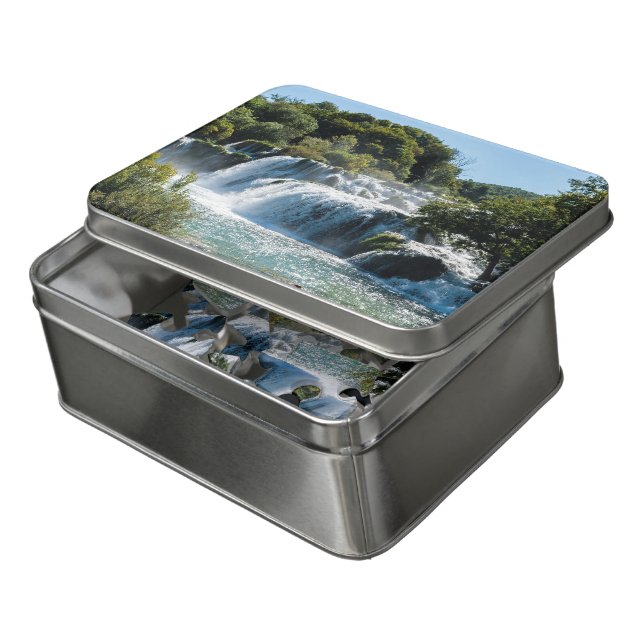 Waterfall in Krka National Park - Dalmatia,Croatia Jigsaw Puzzle (Lid Open)