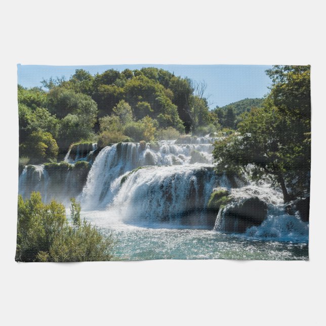 Waterfall in Krka National Park - Dalmatia,Croatia Kitchen Towel (Horizontal)
