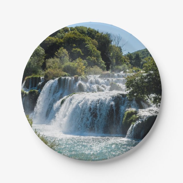 Waterfall in Krka National Park - Dalmatia,Croatia Paper Plates (Front)