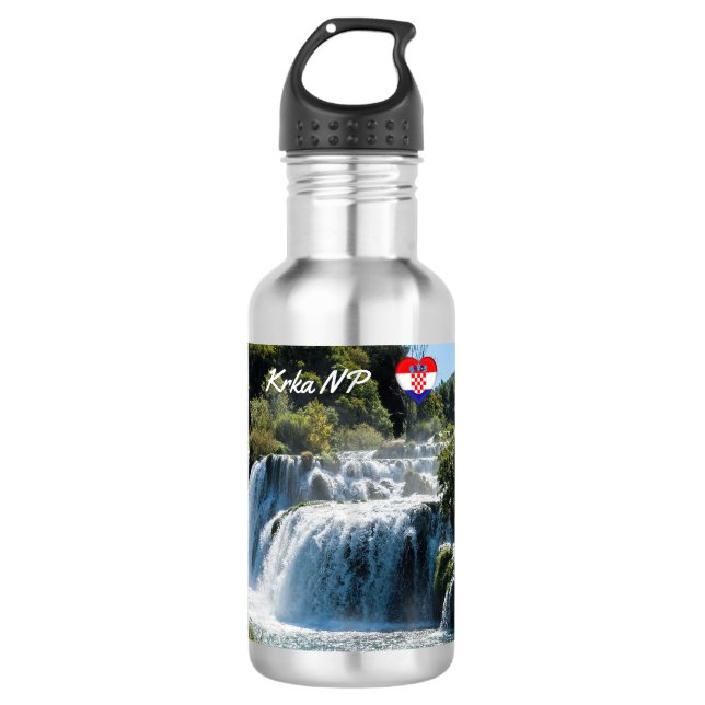 Waterfall in Krka National Park - Dalmatia,Croatia Stainless Steel Water Bottle (Front)