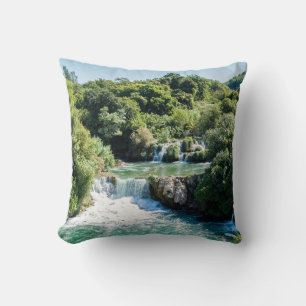 Waterfall in Krka National Park - Dalmatia,Croatia Throw Pillow