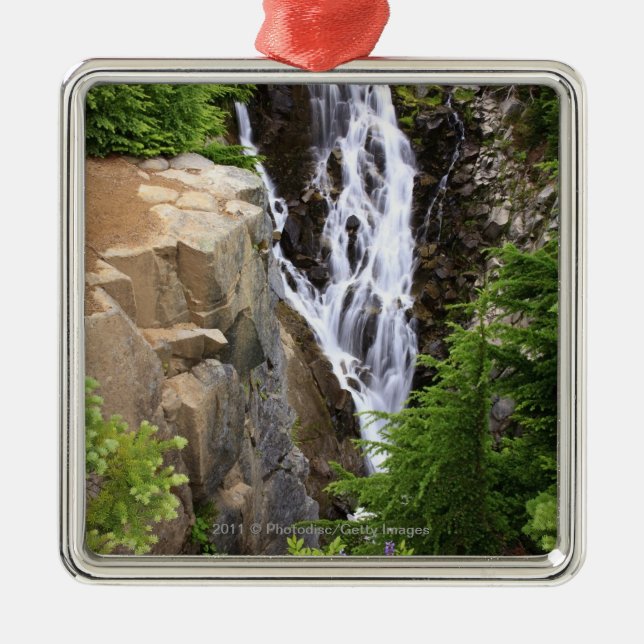 Waterfall in Mount Rainier National Park Metal Ornament (Front)
