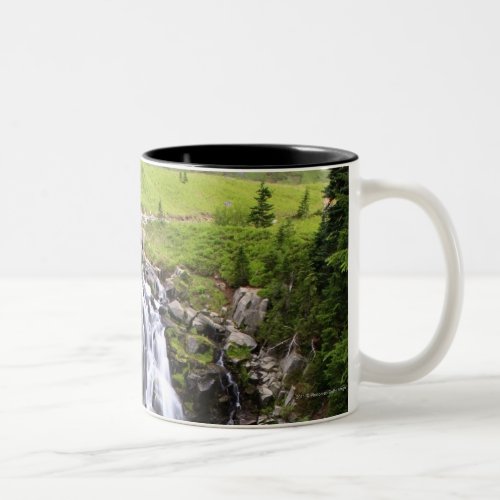 Waterfall in Mount Rainier National Park Two_Tone Coffee Mug