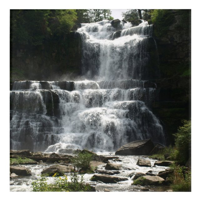 Waterfall in Nature Picture on a  Acrylic Print (Front)