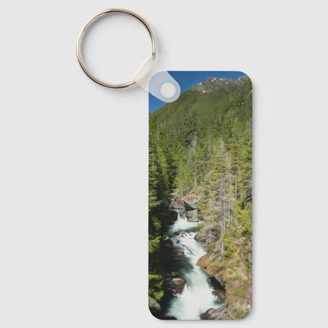 Waterfall in Olympic National Forest Keychain (Front)