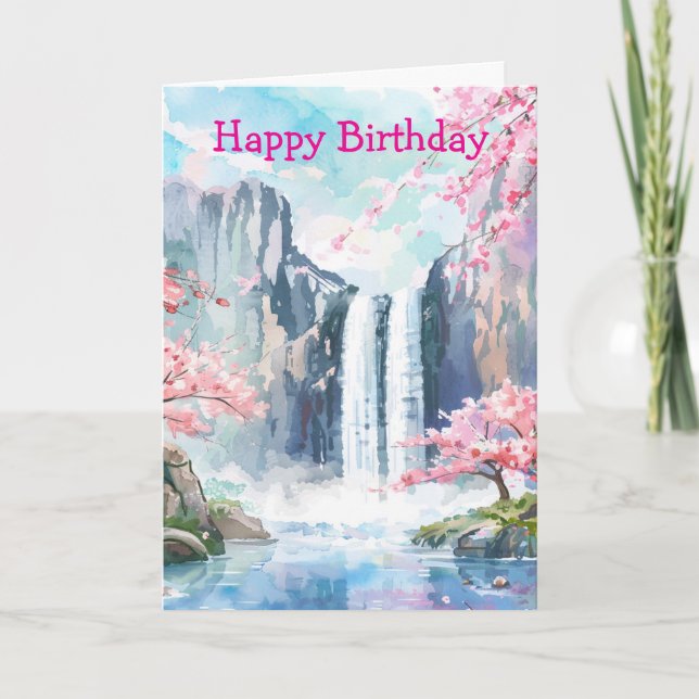 Waterfall in Spring Card (Front)