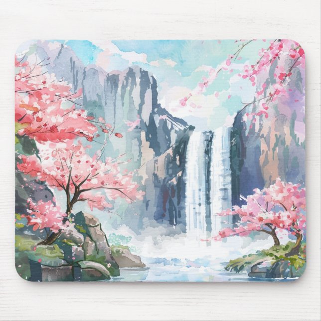 Waterfall in Spring Mouse Pad (Front)