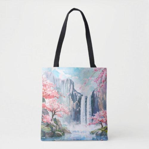 Waterfall in Spring Tote Bag