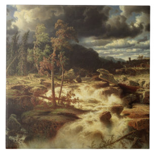 Waterfall in Sweden (by Marcus Larson) Ceramic Tile
