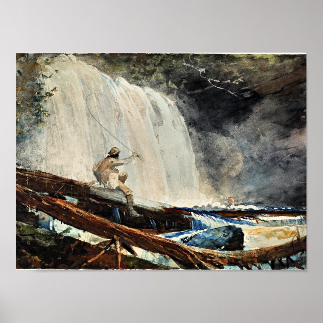 Waterfall in the Adirondacks, fine art painting Poster (Front)
