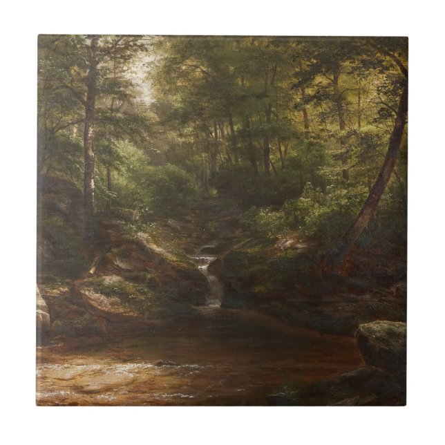 Waterfall in the Forest – George Hetzel Ceramic Tile (Front)