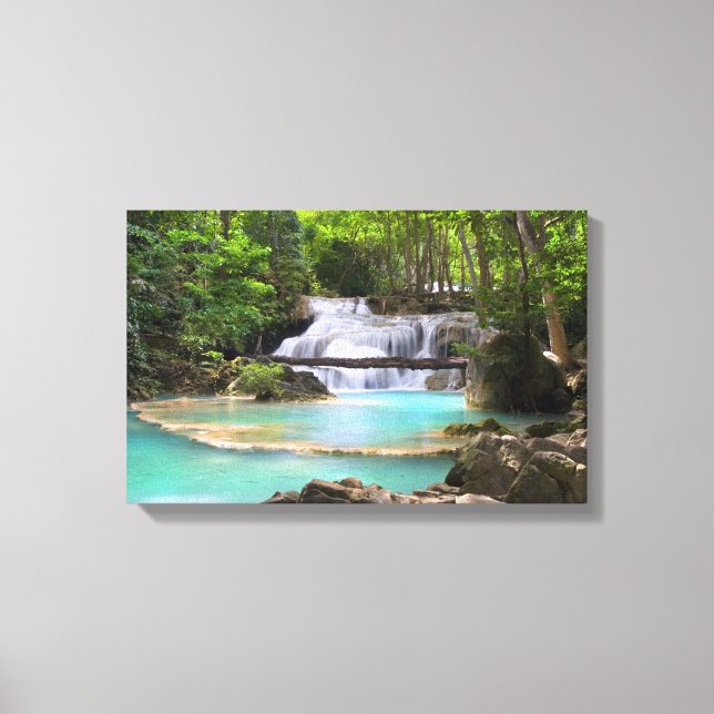 Waterfall in Tropical Forest Canvas Print (Front)