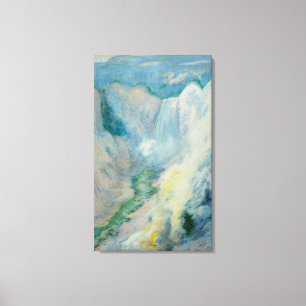 Waterfall in Yellowstone by Twachtman, Vintage Art Canvas Print