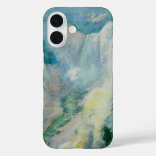 Waterfall in Yellowstone by Twachtman, Vintage Art iPhone 16 Case