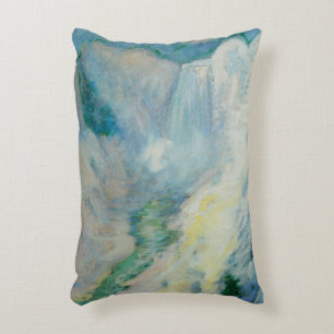 Waterfall in Yellowstone by Twachtman, Vintage Art Decorative Pillow