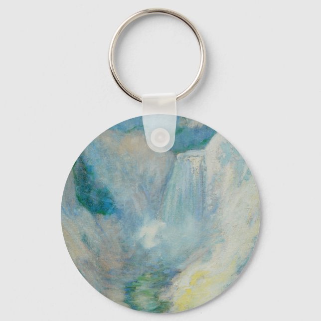 Waterfall in Yellowstone by Twachtman, Vintage Art Keychain (Front)