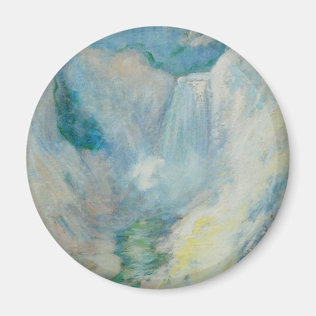 Waterfall in Yellowstone by Twachtman, Vintage Art Magnet (Front)