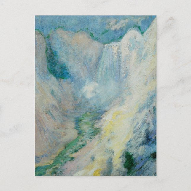 Waterfall in Yellowstone by Twachtman, Vintage Art Postcard (Front)