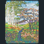 Waterfall Iris Birch Tiffany Stained Glass Window iPad Smart Cover<br><div class="desc">Vintage Art Nouveau Tiffany Stained Glass Window Art ipad cover features beautiful forest landscape in springtime of winding Waterfall,  blossoming Iris flowers & Cherry Trees,  Birch and a Lotus Pond. Exquisite art with an oriental sense of good feng-shui.</div>