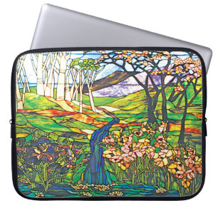 Waterfall Iris Birch Tiffany Stained Glass Window Laptop Sleeve