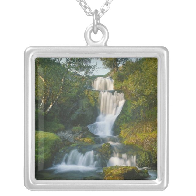 Waterfall, Isle of Skye, Scotland Silver Plated Necklace (Front)