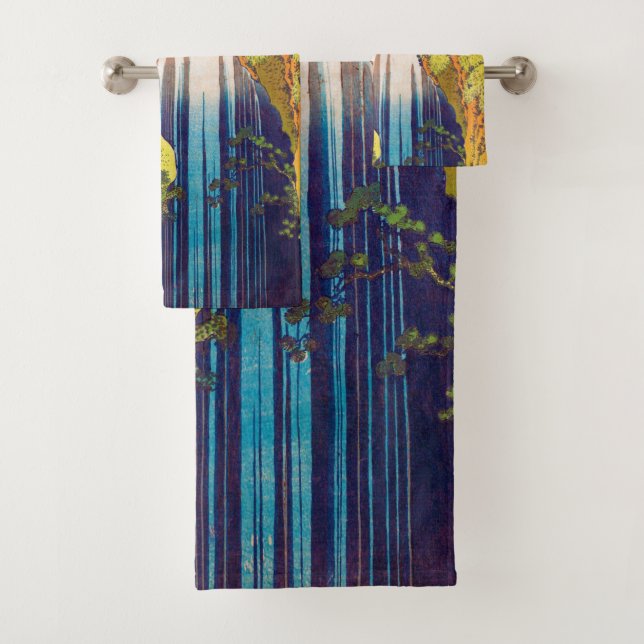 Waterfall, Katsushika Hokusai, Ukiyo-e Bath Towel Set (Insitu)