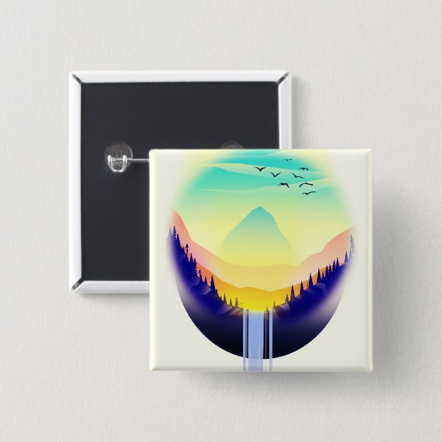 Waterfall Landscape Button (Front & Back)