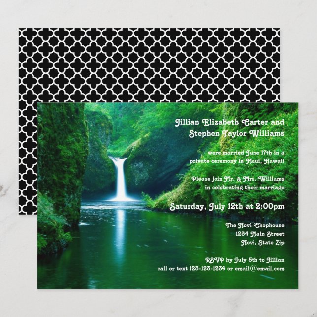 Waterfall Landscape Photo - Wedding Announcement (Front/Back)