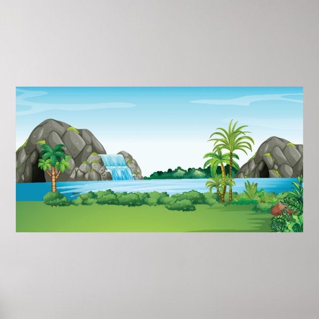 Waterfall landscape poster (Front)