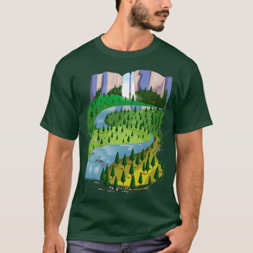 Waterfall Landscape T_Shirt