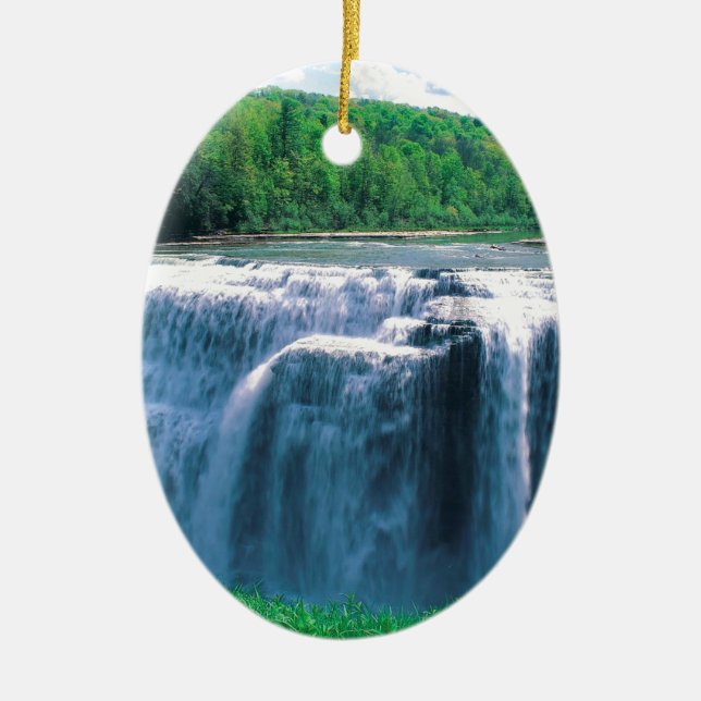 Waterfall Letchworth State Park New York Ceramic Ornament (Front)
