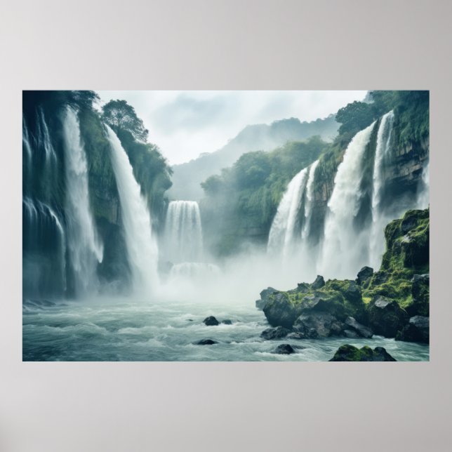 Waterfall Majestic Beautiful Landscape  Poster (Front)