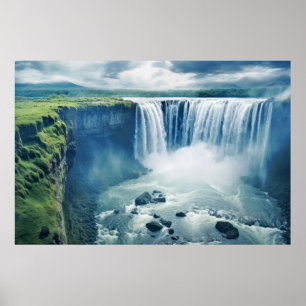 Waterfall Majestic Beautiful Landscape Poster