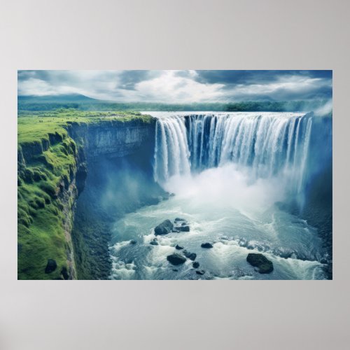 Waterfall Majestic Beautiful Landscape  Poster