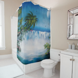 waterfall mist shower curtain