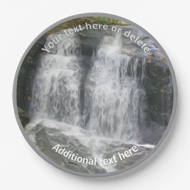 Waterfall Nature Art Personalized Party   Paper Plates (Front)