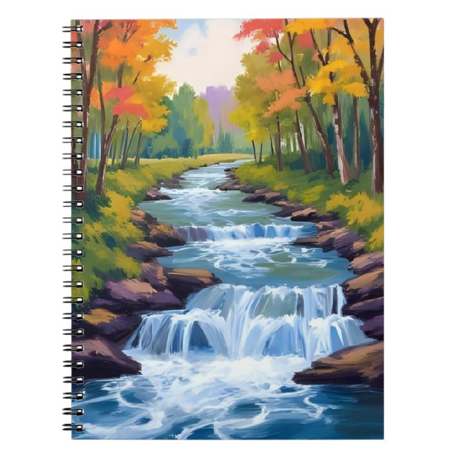 Waterfall Nature Landscape Painting Notebook (Front)