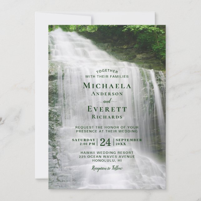 Waterfall Nature Outdoor Wedding Invitation (Front)