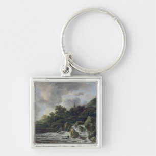 Waterfall Near a Village, c.1665-70 Keychain