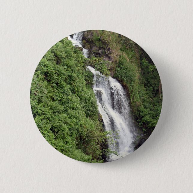 Waterfall Near Hilo, Hawaii Pinback Button (Front)