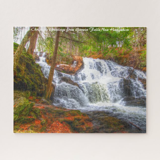 Waterfall New Hampshire.Christmas Greetings Jigsaw Puzzle (Horizontal)