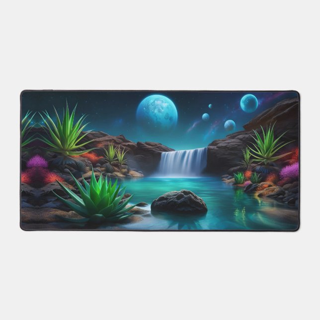 Waterfall on a Distant Planet  Desk Mat (Front)