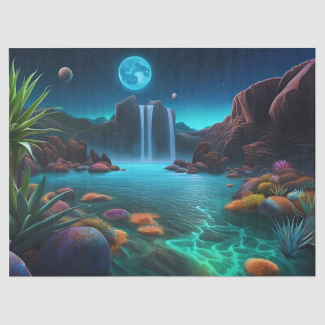 Waterfall on a Distant Planet  Tissue Paper (Front)