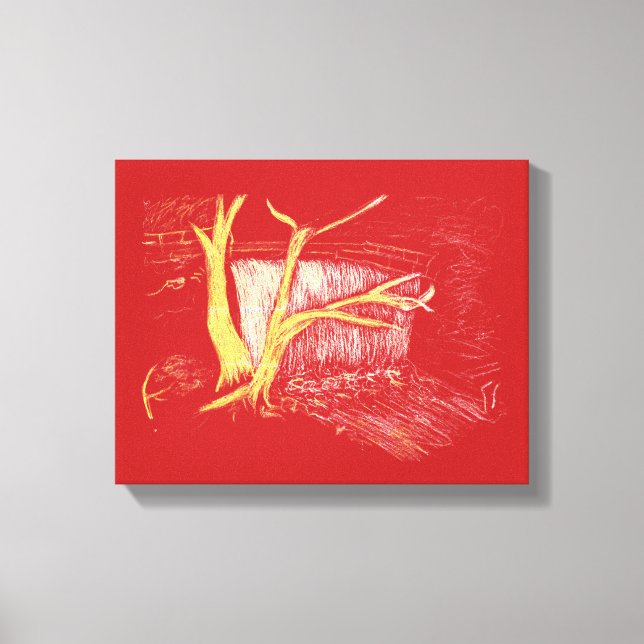 Waterfall on Vermilion Canvas Print (Front)