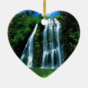 Waterfall Opaekaa Kauai Hawaii Ceramic Ornament