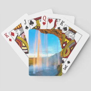 Waterfall Over Rocks Nature Photography Peaceful Poker Cards